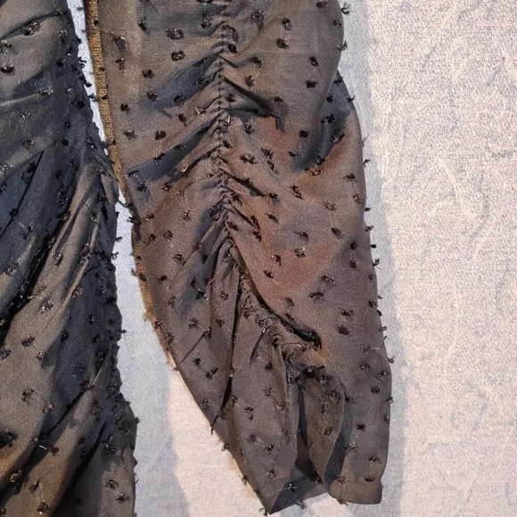 Lush NWT Ruched  Front Long Sleeve Mesh Dress in Black Size Small - Picture 9 of 14